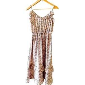 NWT Siena Sky Spaghetti Straps Multicolor Flowery Ruffles Womens Dress SZ Small